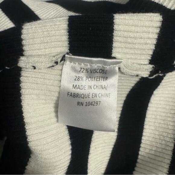 Milly Black & White Stripe Off The Shoulder Bodycon Side Split Midi Dress Size P - Picture 8 of 14